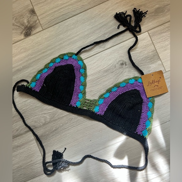 Lakhays Festival Crochet Top, Bikini Bralette Knit Top (XS/Small) - Picture 4 of 6